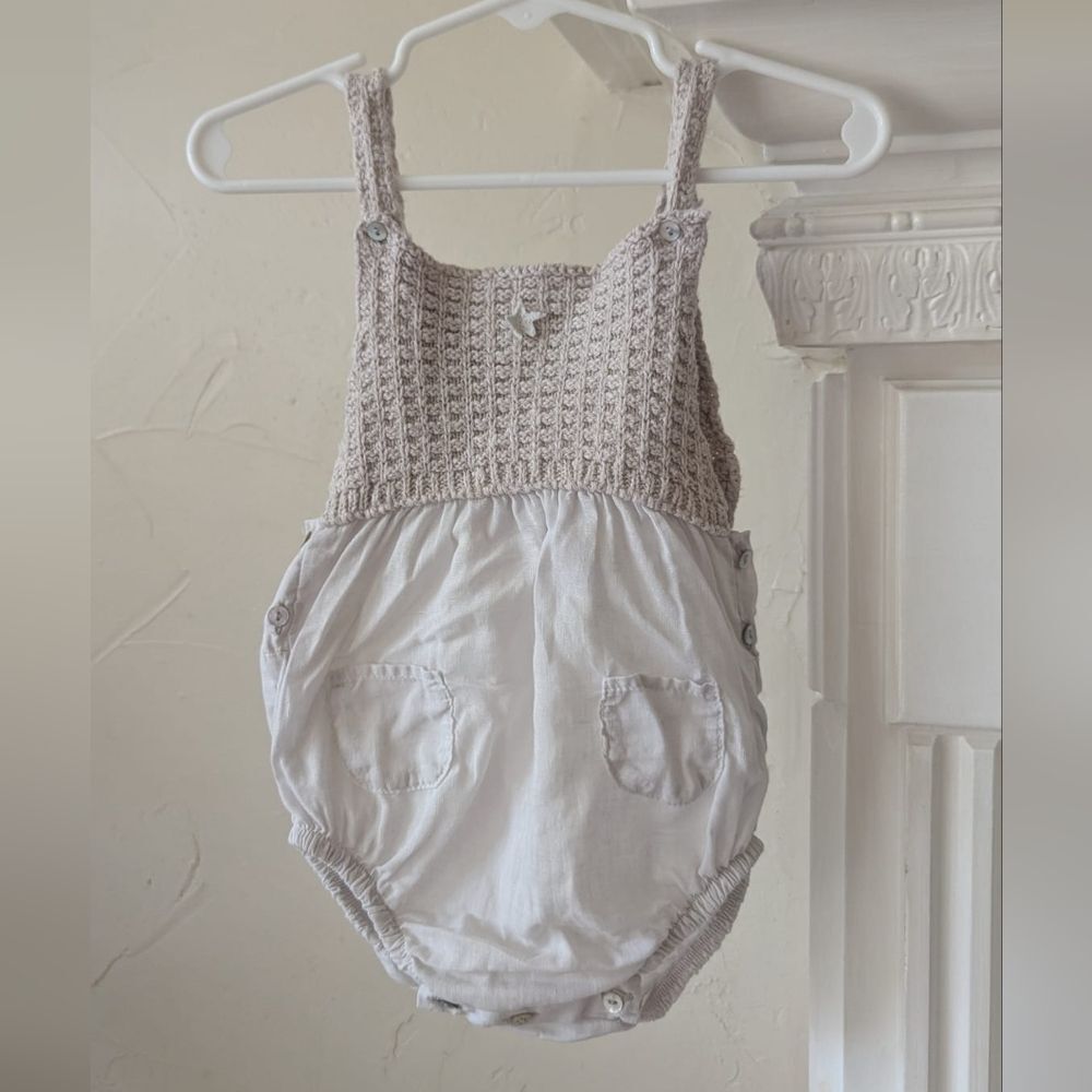 Tocoto Vintage | Knit and Cotton Baby Romper